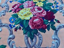Just Peachy 30s Sunfast Tubfast Neoclassical Floral Barkcloth Era Vintage Fabric