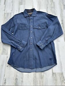 Madison Creek Dress Shirt Medium Button Down 100% Cotton Blue Denim