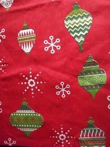 Leinen Küchentuch Weihnachten glänzend Brite Ornamente Druck rot grün weiß TW286 - Bild 1 von 7