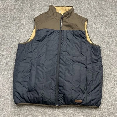 Chaleco Free Country Para Hombre XL Azul Marino Marrón Reversible Forrado de Vellón Cremallera Completa Exterior Foto 1 de 4