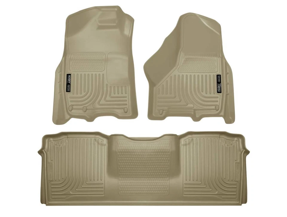 Husky Weatherbeater Mats Fit 2010-2018 Dodge Ram 2500/3500 Mega Cab Frnt/2nd Tan Foto 1 de 4