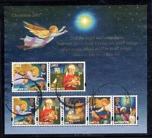 Reino Unido 2011 Sc #2973 Navidad 2011 Ángeles, 7 Estampillas Hoja de Recuerdo - Imagen 1 de 1