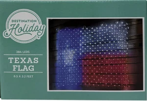 Destination Holiday "Texas" Flagge Lichtvorhang 6,5' x 3,2' 384 LEDs Lichter - Bild 1 von 4