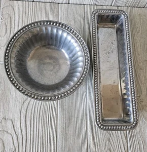 Wilton Armetale Flutes and Pearls Cracker Serving Dish And Bowl - Picture 1 of 12
