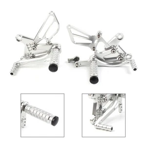 CNC Adjustable Rearset Rear Set Footpegs Footrest Fit Honda NSF100 NSR50 Silver - Bild 1 von 1