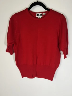 Suéter de vacaciones vintage años 90 DKNY rojo lana manga corta M coqueta clásico Foto 1 de 4