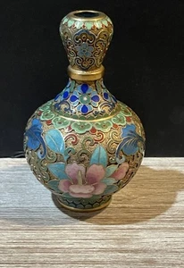 "Impresionante jarrón Champleve Cloisonne orquídea botón ajo 4""" - Imagen 1 de 15