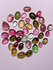 Wonderful Multi Color Natural Tourmaline Gemstone Lot,Smooth Oval Shape 3x4 -6x8 - Picture 1 of 19