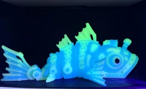 3D Printed Articulated  Cyber Fish 7" Glow in the Dark Cyber Fish Fidget Toy - Picture 1 of 9