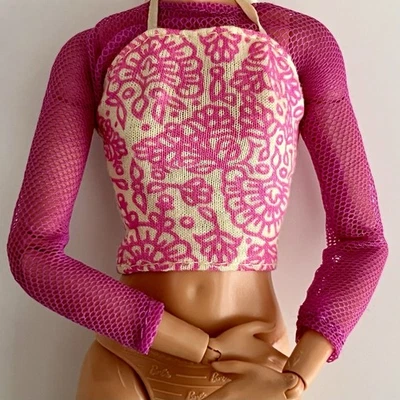 Camiseta Muñeca Barbie Flower Power Vintage Malla Rosa Floral Flores Primavera Verano Foto 1 de 2