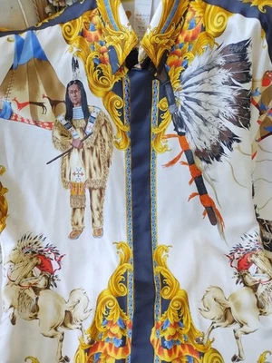 Versace оригинальная винтажная шелковая индейская племенная рубашка L-XL - Изображение 1 из 4