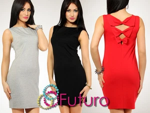 Vestido de cóctel clásico para mujer lazos lápiz túnica estilo talla 8-14 FK1162 - Imagen 1 de 6