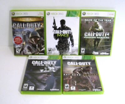 Call of Duty 2, Modern Warfare 3, 4, Ghosts, Advanced (Microsoft Xbox 360) Lot - Image 1 of 3