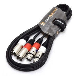 2 x Male XLR to 2 x Female XLR Balanced Microphone Twin Lead / Audio Patch Cable - Picture 1 of 16