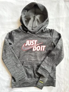 Nike Therma Dri Fit Fleece Hooded Sweatshirt Black Heather Boys Size 4T NEW - Picture 1 of 4