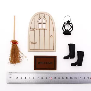 6PC Dolls House Miniatures Fairy Garden 1:12 Scale Broom Shoes Door Accessories - Picture 1 of 7