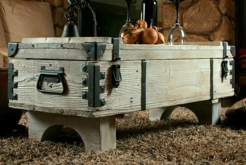 Coffee Table steamer travel trunk storage cottage trunk chest vintage box Cover