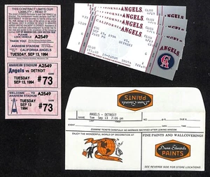 California Angels Tickets 4 Unused 9/13/94 Strike - Game Not Played  - Picture 1 of 1