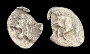 MYSIE CYZIQUE Obole argent 450-420 BC Sanglier Thon Lion monnaie Grecque - Photo 1 sur 8