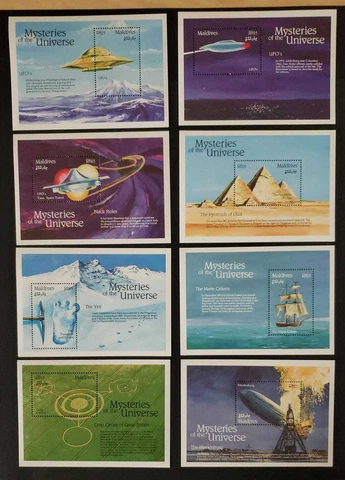 Maldives 1992 - Mysteries of the Universe Stamps Set of 16 Souvenir Sheets - MNH Cover