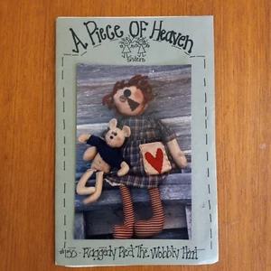 Primitive Style Sewing Pattern Raggedy Doll W/Wobbly Head & Baby Bear 2000 - Picture 1 of 6