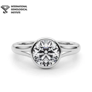 Set Lunetta 9K D-E/VVS Anello Promessa Solitario Rotondo Laboratorio Diamante Coltivato da Donna - Foto 1 di 17