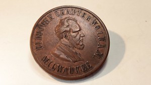 1844 Vintage Milwaukee Masonic Chapter 1 Penny Temple Lodge RAM Member Medal