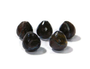 Natural Red Tiger Eye Faceted Onion Top Half Drill Drops Beads 12x12mm 6 Pcs