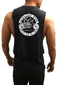 NUEVO CON ETIQUETAS Para hombres Motocicleta Cráneo Entrenamiento culturismo gimnasio camisa muscular suelta camiseta sin mangas - Imagen 1 de 8