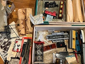 Vintage HO Scale Train Parts Pieces Lot  Track - Some Japan Cars Trestle - Picture 1 of 17