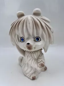 Perro MCM Banco Vintage Estrás Ojos Cerámica Porcelana Dinero Moneda Cadena Collar - Imagen 1 de 11