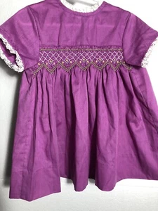 Vintage 70s Polly Flinders hand smocked Lavender Purple Dress Girls Sz 4 - Picture 1 of 5