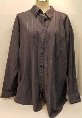 Para Hombres Stafford Sin Arrugas Manga Larga Botón Azul Fino Rojo y Tostado Rayas 34/35 Foto 1 de 4