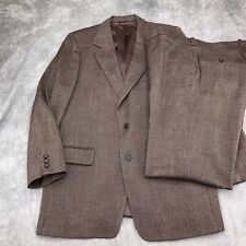 Unbranded Suit Men 38/34W x 31L Brown Rust Birdseye Flare 60s 70s USA VTG 2pc
