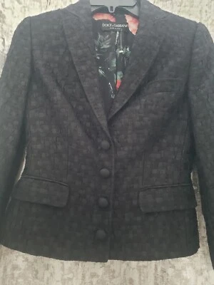 Dolce  Gabbana Women's Black Textured Reversible  Blazer Jacket Size XS  - Image 1 of 4