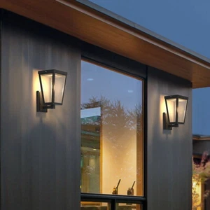 Outdoor Wall Lights Solar Home Wall Light Yard Waterproof Garden Black Wall Lamp - Picture 1 of 10