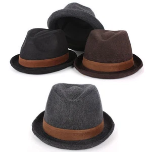 Children Kids Boys Girls Suit Dress Plain Wool Fedora Trilby Bowler Hamburg Hats - Picture 1 of 8