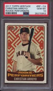 2017 Topps Heritage RP-CA Christian Arroyo Rookie Performers PSA 10 Gem Pop 2 - Picture 1 of 2
