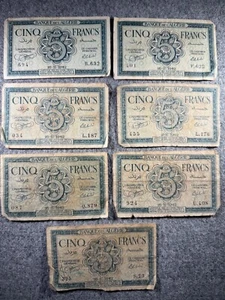 1942 Algeria 5 Francs P91 (7 Banknotes) SPC604 - Picture 1 of 2