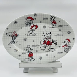 DISNEY MICKEY & MINNIE MOUSE SKETCHBOOK CHRISTMAS OVAL SERVING PLATTER 14" TRAY - Picture 1 of 5