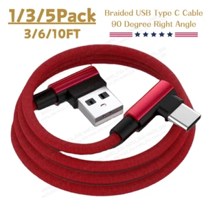 USB-C to A Cable 90 Degree Right Angle Charger Type C Cord For Samsung iPhone 15 - Picture 1 of 10