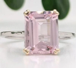 Peach sapphire Ring-Engagement Anniversary Gift For Her-925 Sterling Silver - Picture 1 of 6