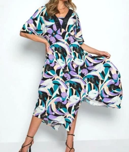 Rockmans Size 18 Hanky Hem Maxi Dress - Purple Multi Floral Print, BNWT, RRP $80 - Picture 1 of 5