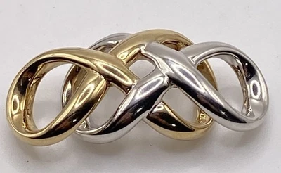 14k Solid Yellow & White Gold Two Tone Omega Necklace Holow Pendant Slide 2g - Image 1 of 4