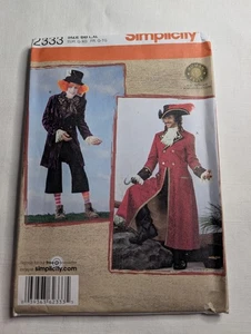 Patrones Simplicity 2333 Para Hombres Pirata Sombrerero Loco Capitán Gancho Talla L-XL Sin Cortar - Imagen 1 de 6