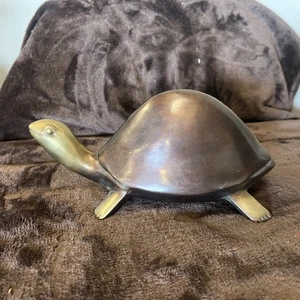 Vintage Turtle Tortoise Hand Made Brass/Bronze 8-1/2" x 3-1/2" Beautiful Patina  - Picture 1 of 7
