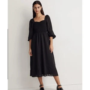 Madewell Lucie Sweetheart Neckline Midi Dress - Black - Plus Size 4X - Picture 1 of 4