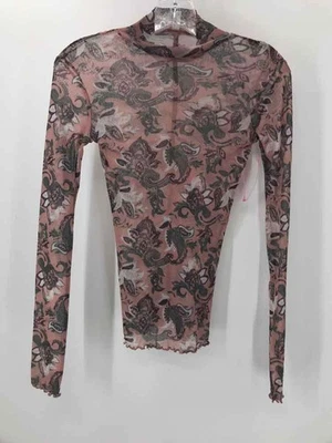 Blusa Intimately Free People Rosa Talla XS Estampado Paisley Malla Manga Larga Foto 1 de 3