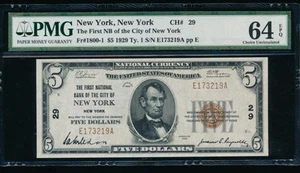 AC 1929 $5 The First National Bank of the City of New York, NY Ch #29 PMG 64EPQ - Picture 1 of 2