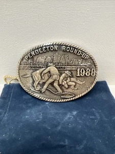 Vintage 1988 Pendleton Round-Up 342 Solid Brass Gürtelschnalle - Bild 1 von 3